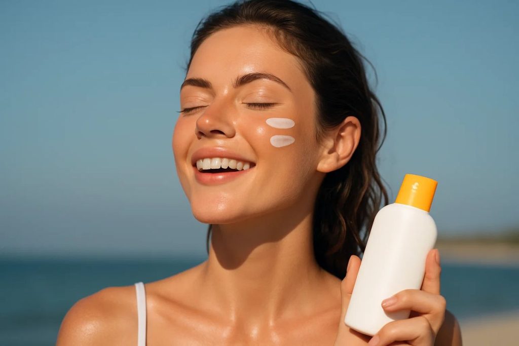 Sử dụng kem chống nắng phổ rộng để bảo vệ làn da đang treatment. Ảnh: internet.