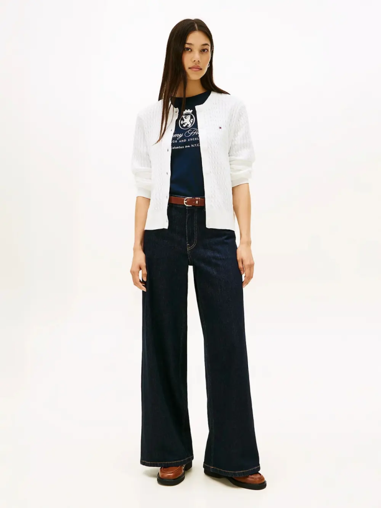 TOMMY HILFIGER Áo Cardigan Nữ Tay Dài Co Cable Fine GG C-Nk Cardi LS