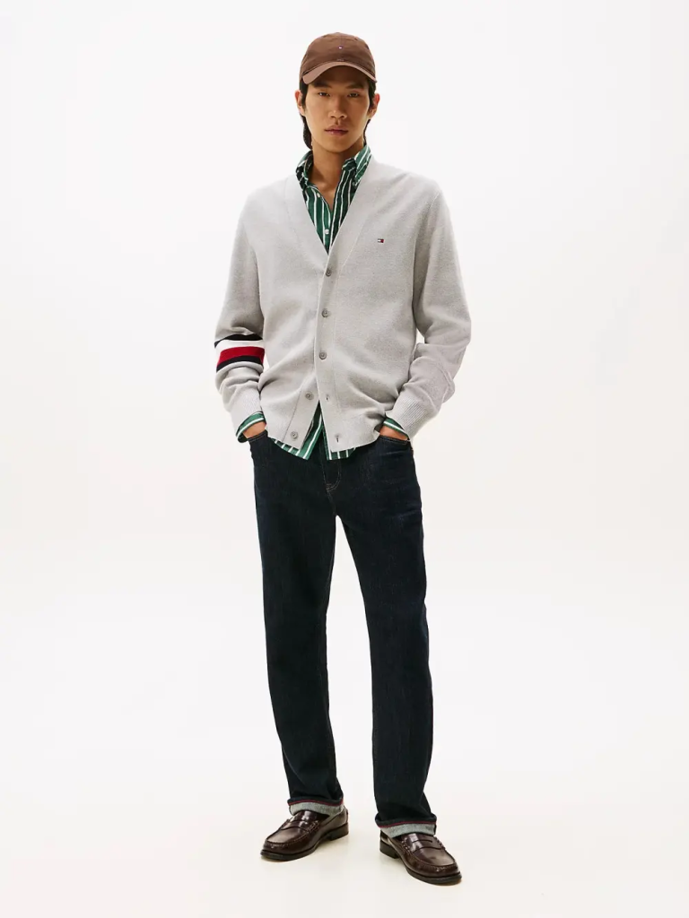 TOMMY HILFIGER Áo Cardigan Nam Tay Dài RWB Cotton Silk Blend Cardigan