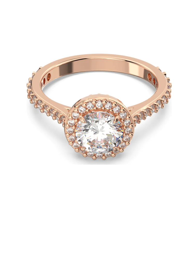 SWAROVSKI Nhẫn Constella Cocktail Round Cut, Pavé, White, Rose Gold-Tone Plated