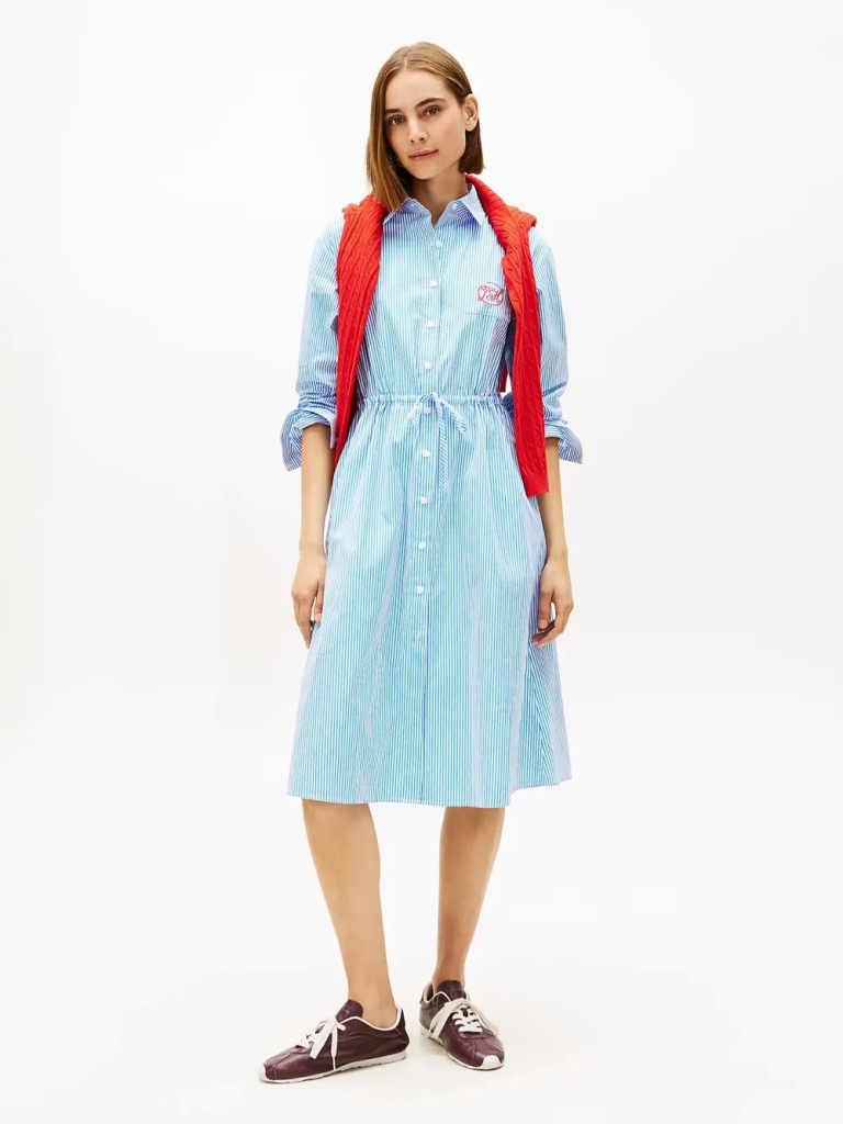 TOMMY HILFIGER Đầm Nữ Reg Banker Stripe Shirt Dress