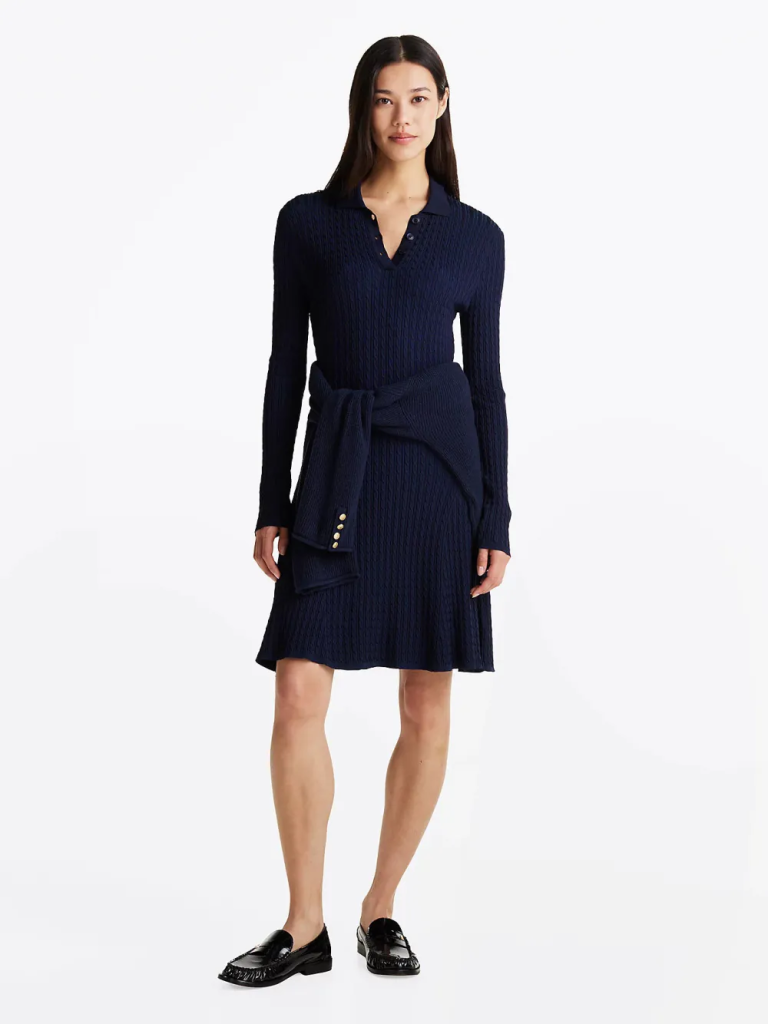 TOMMY HILFIGER Đầm Nữ Rayon Cable F&F LS Midi Dr