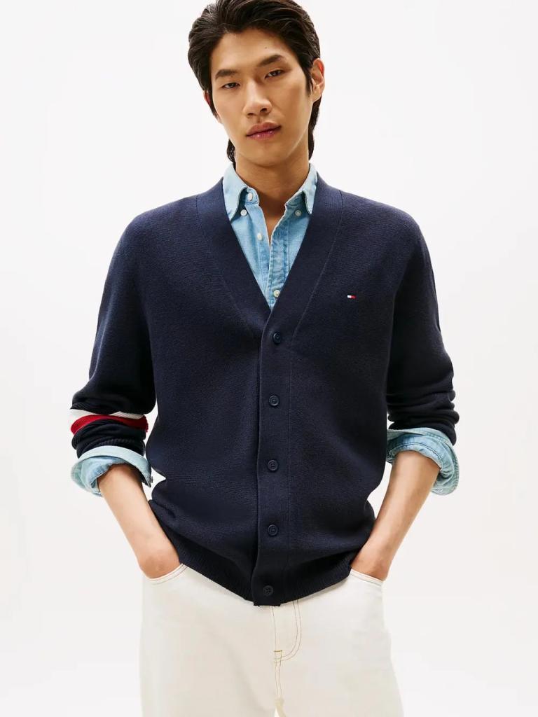 TOMMY HILFIGER Áo Cardigan Nam Tay Dài RWB Cotton Silk Blend Cardigan