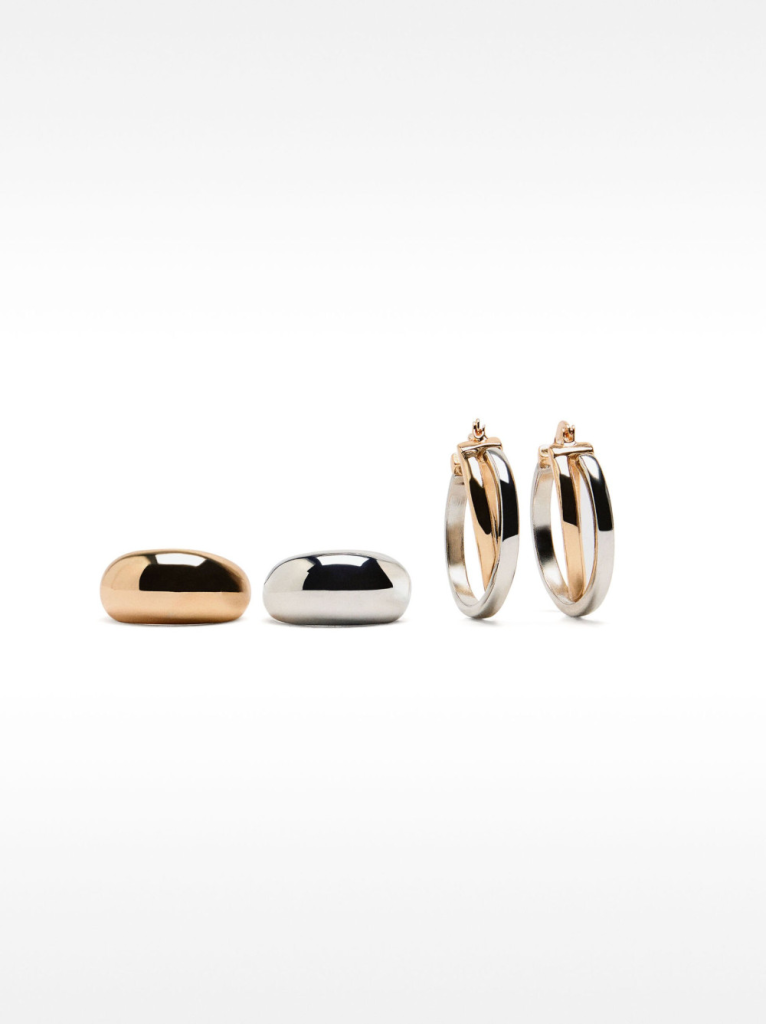 PARFOIS Set Nhẫn Và Hoa Tai Silver Basics