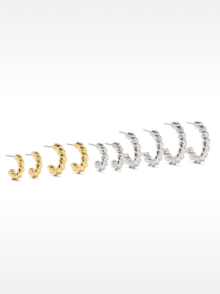 PARFOIS Set Hoa Tai Silver Basics
