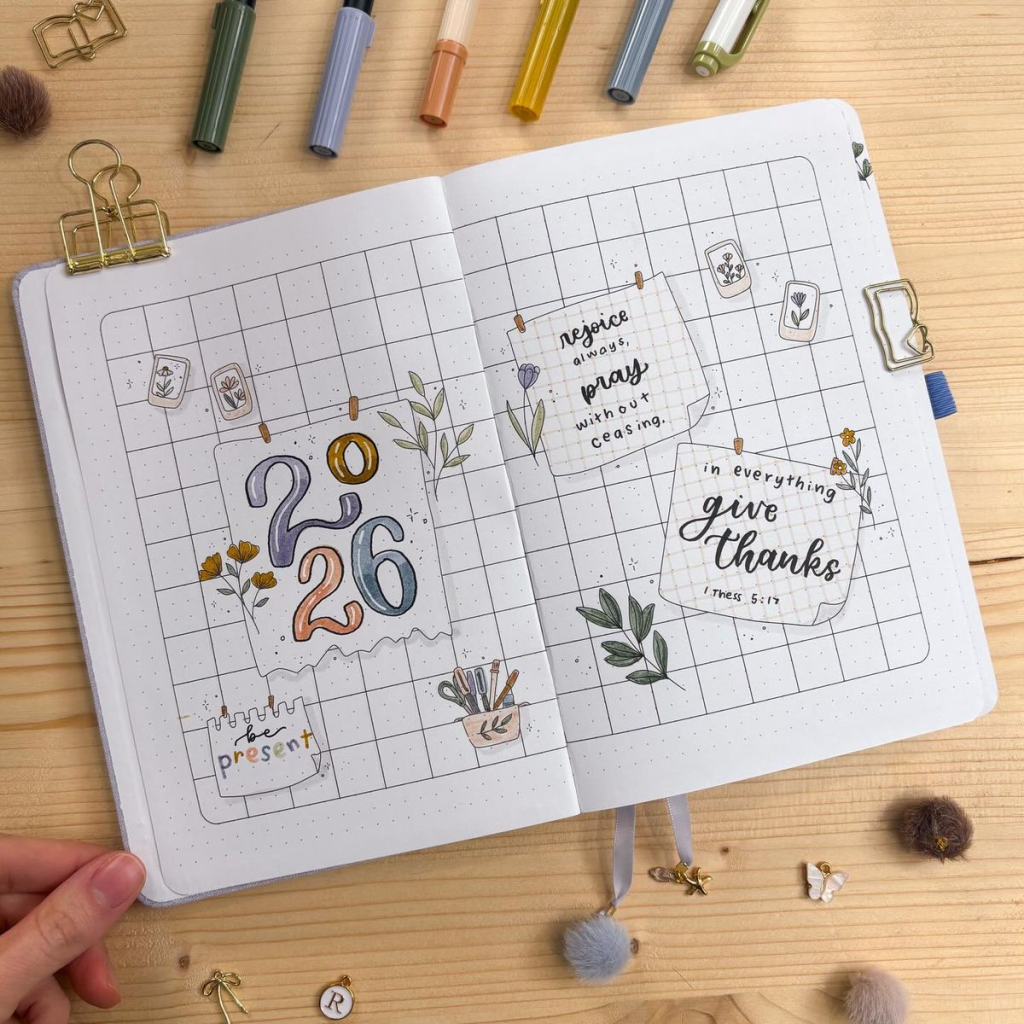 Gợi ý các mẫu trang trí Bullet Journal xinh, cực dễ thực hiện cho năm 2026 thêm năng suất