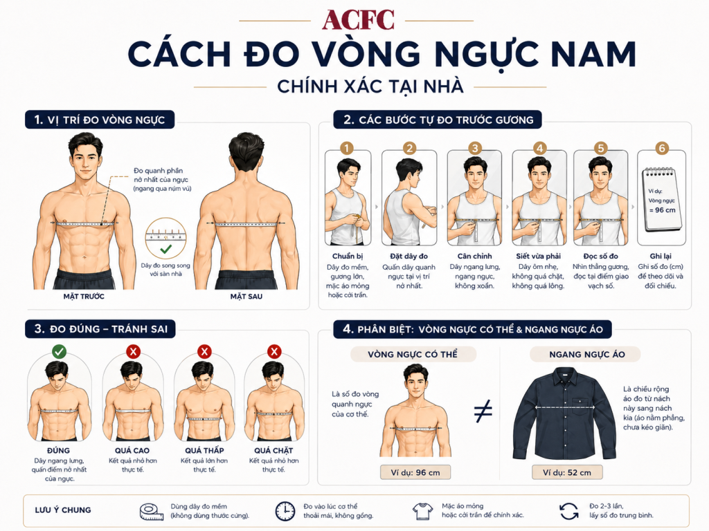 Cách Đo Vòng Ngực Nam Chính Xác Tại Nhà: Hướng Dẫn Từng Bước